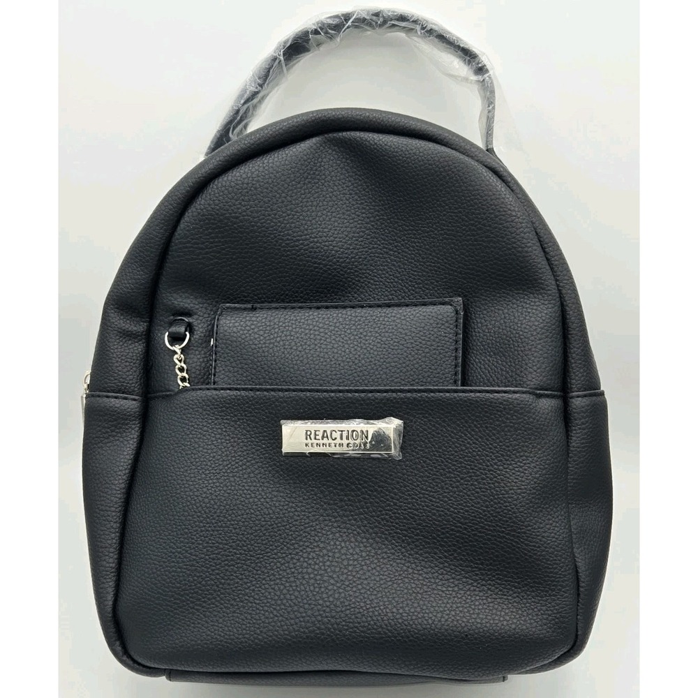 Kenneth Cole Reaction Quinn Mini Backpack Black Faux Leather Pouch 11BK69RO-BK